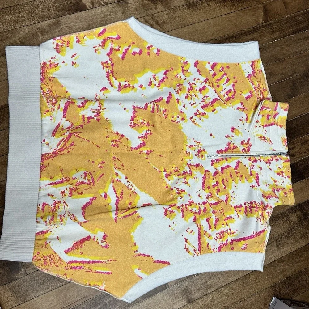 Abstract‎ Print Quarter Zip Sleeveless Sweatshirt Vest Orange Pink Mock Neck XS - Picture 4 of 4